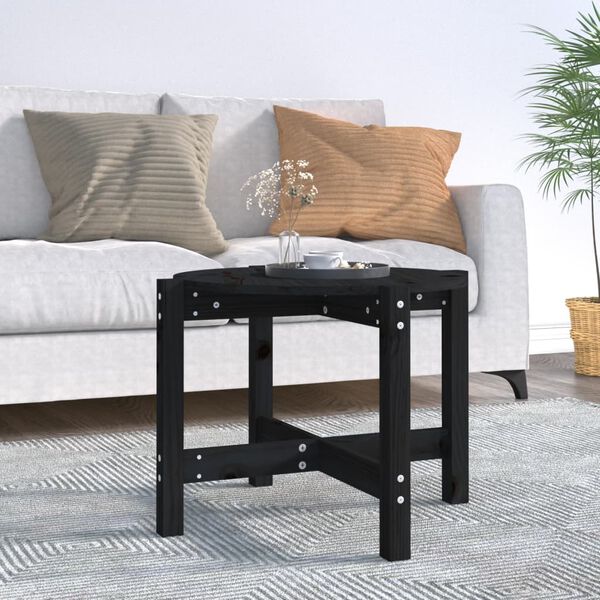 vidaXL Coffee Table Black &Oslash; 62.5x45 cm Solid Wood Pine