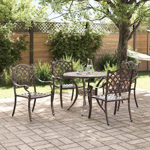 vidaXL Garden Dining Set 5 pcs Bronze Aluminium