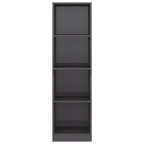 vidaXL 4-Tier Book Cabinet High Gloss Grey 40x24x142 cm Engineered Wood