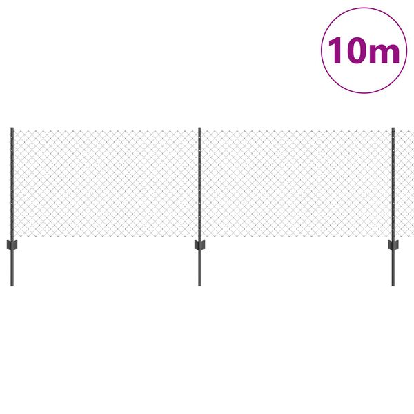 vidaXL Fence with Post Grey 0.8 x 10 m Steel and PVC