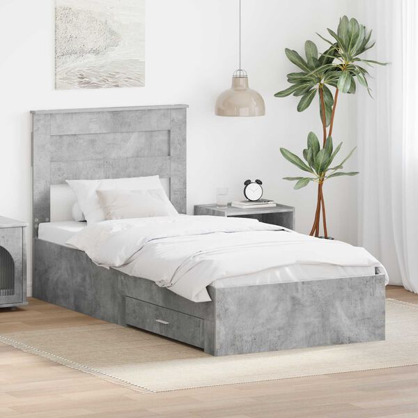 vidaXL Bed Frame Concrete Grey 100 x 200 cm Engineered Wood