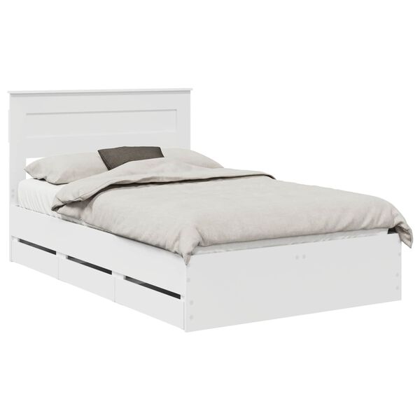 vidaXL Bed Frame with Drawer White 120 x 200 cm Engineer Wood