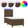 vidaXL Box Spring Bed with Mattress&LED Dark Brown 90x200 cm Fabric