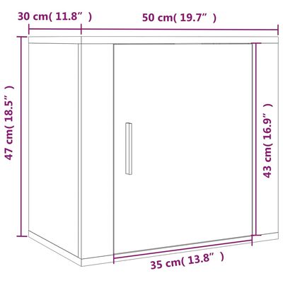 vidaXL Wall-mounted Bedside Cabinet White 50x30x47 cm