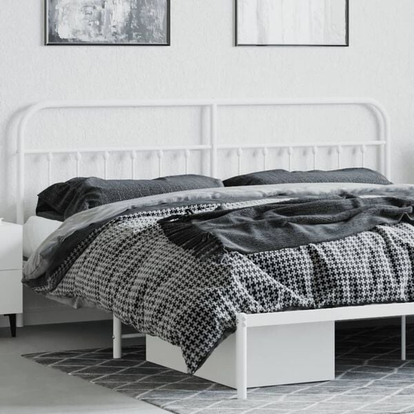 vidaXL Metal Replace Headboard White 200 cm