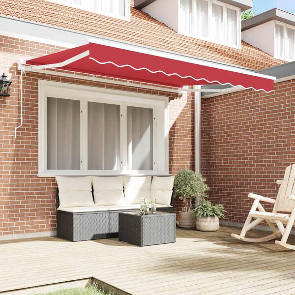 vidaXL Retractable Awning Manual Red 350 x 200 cm Polyester and Metal