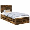 vidaXL Bed Frame with Drawer Smoked Oak 75 x 190 cm Engineer Wood