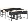 vidaXL 7 Piece Garden Dining Set with Cushions Black Poly Rattan