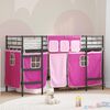 vidaXL Kids'Loft Bed Frame with Curtains Black and Pink 99.5 x 190 cm
