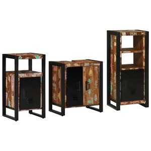 vidaXL Bathroom Furniture Set 3 pcs Multicolour and Black