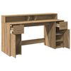 vidaXL Desk with LED Lights Artisian Oak 160x55x91 cm Engineered Wood