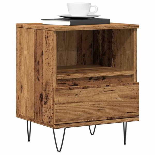 vidaXL Bedside Cabinet Old Wood 40x35x50 cm Engineered Wood