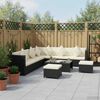 vidaXL 8 Piece Garden Lounge Set with Cushions Poly Rattan Black