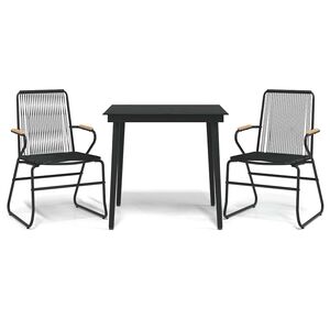 vidaXL 3 Piece Garden Dining Set Black PVC Rattan