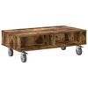 vidaXL Side Table with Wheels Smoked Oak 90 x 50 x 30 cm