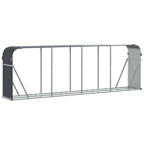 vidaXL Log Holder Anthracite 300x45x100 cm Galvanised Steel