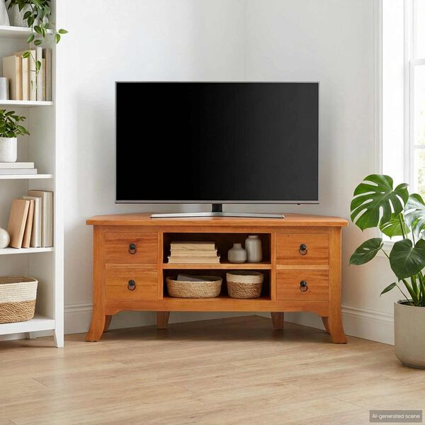 vidaXL TV Cabinet Natural 100 x 40.5 x 46 cm Solid Mahogany Wood