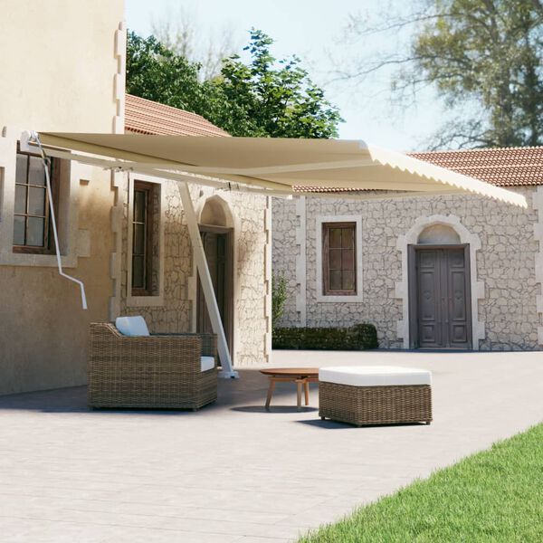 vidaXL Freestanding Manual Retractable Awning 500x300 cm Cream