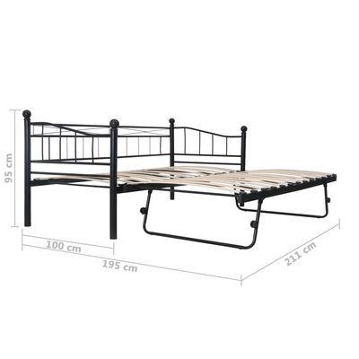 vidaXL Bed Frame Black Steel 180x200/90x200 cm Double