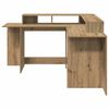 vidaXL Desk with LED Lights Artisian Oak 152x152x91 cm Engineered Wood