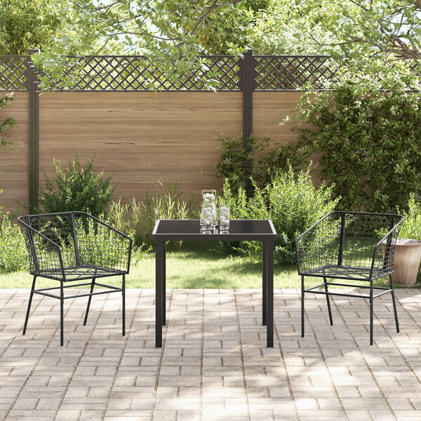 vidaXL Garden Dining Set 9 pcs Black Poly Rattan