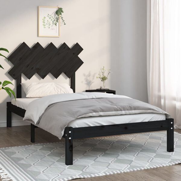 vidaXL Bed Frame without Mattress Black 100x200 cm Solid Wood