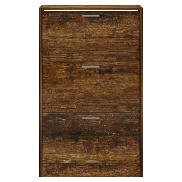 vidaXL Shoe Cabinet Smoked Oak 63x24x103 cm Engineered Wood
