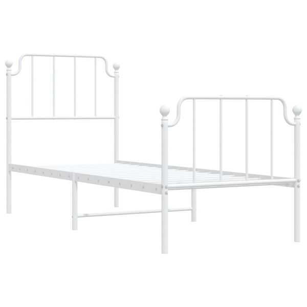 vidaXL Metal Bed Frame without Mattress with Footboard&nbsp;White 80x200cm