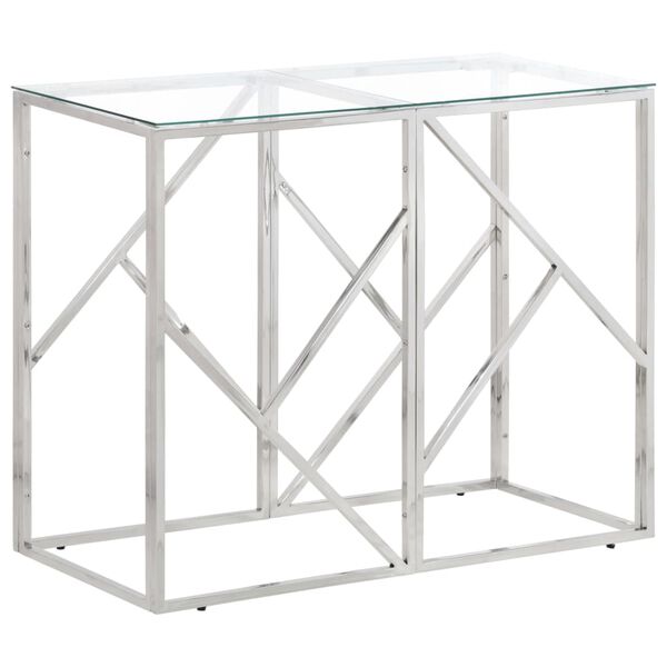 vidaXL Console Table Silver Stainless Steel and Tempered Glass