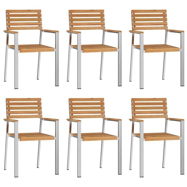 vidaXL Garden Chair 6 pcs Oil Natural Solid Teak Wood