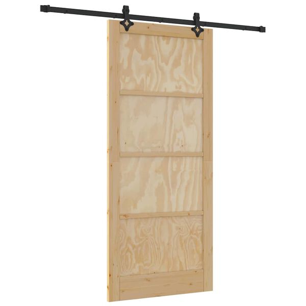 vidaXL Sliding Door Natural and Black 93 x 211 cm