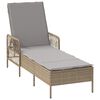 vidaXL Sun lounger Reclining 2 pcs Beige 35 x 35 x 32cm Poly Rattan