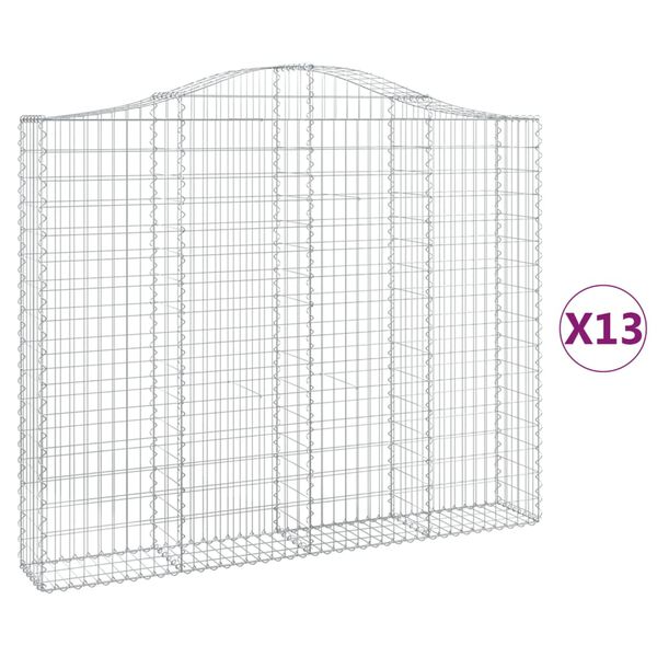 vidaXL Arched Gabion Baskets 13 pcs 200x30x160/180 cm Galvanised Iron