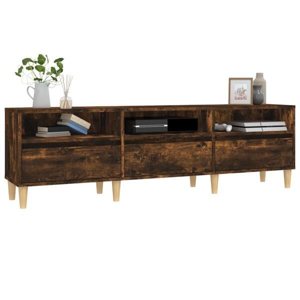 vidaXL TV Cabinet Smoked Oak 150x30x44.5 cm Engineered Wood