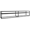vidaXL TV Cabinet | Black, Black Marble | Tempered Glass, Powder-Coated Steel