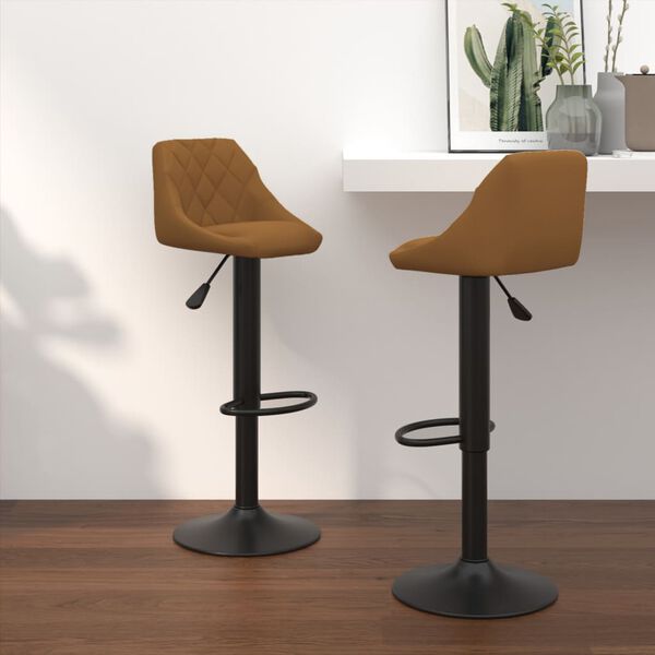 vidaXL Bar Stools 2 pcs Brown Velvet