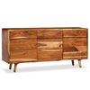 vidaXL Sideboard Solid Wood with Carved Doors 160x40x75 cm
