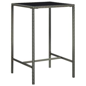 vidaXL Bar Table | Grey | PE Rattan | Medium | Durable | Bar Table | Square