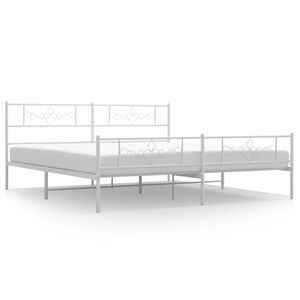 vidaXL Metal Bed Frame without Mattress with Footboard White 183x213cm