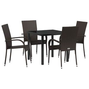 vidaXL Garden Dining Set 5 pcs Brown Powder-Coated Steel