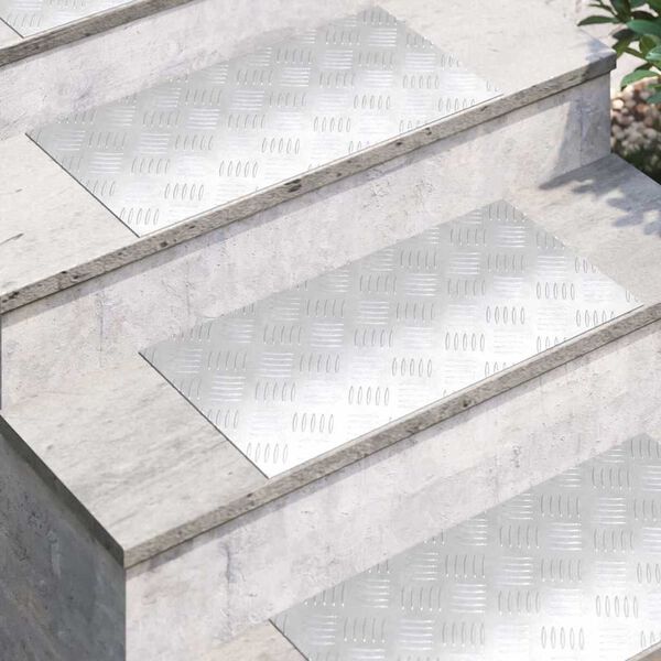 vidaXL Stair Tread Rectangular 2 pcs Silver 60 x 30 cm Aluminium