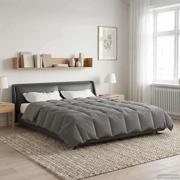 vidaXL Summer Duvet Quilted Light Grey 200 x 200 cm Microfiber