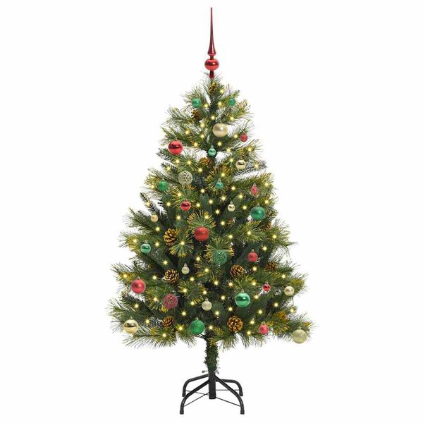 vidaXL Artificial Hinged Christmas Tree with Cones Green 150 cm