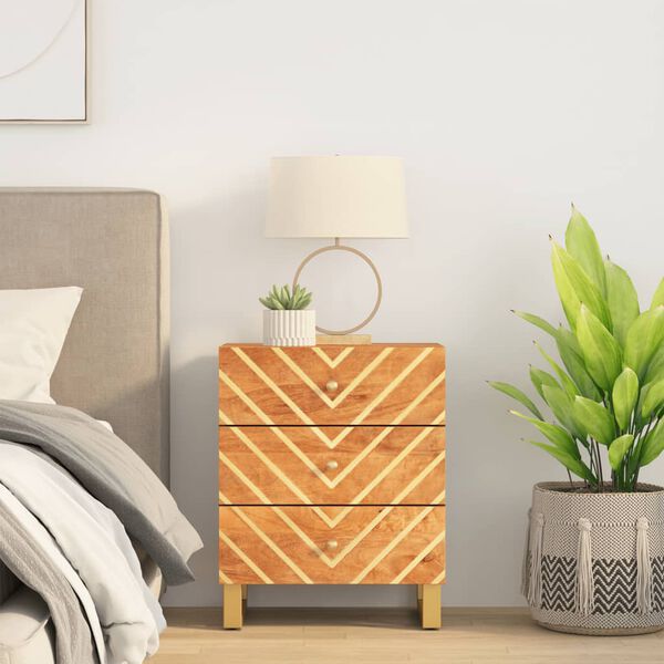 vidaXL Bedside Cabinet Brown and Black 50x33x60 cm Solid Wood Mango