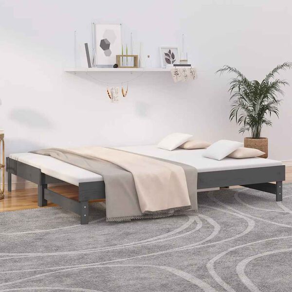 vidaXL Pull-out Day Bed without Mattress Grey 2x(80x200) cm