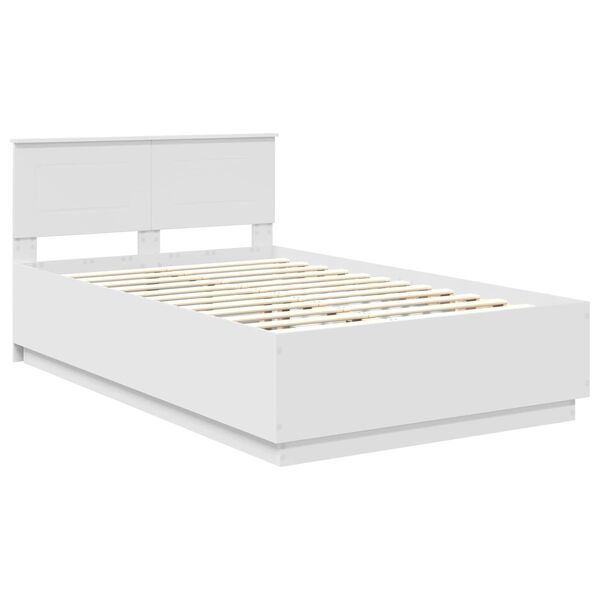vidaXL Bed Frame with Headboard White 135 x 190 cm Engineered Wood