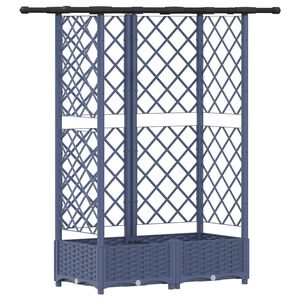 vidaXL Raised Bed with Trellis and Roof Grey 124 x 40 x 121 cm PP