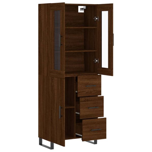 vidaXL Highboard Brown Oak 69.5x34x180 cm Engineered Wood