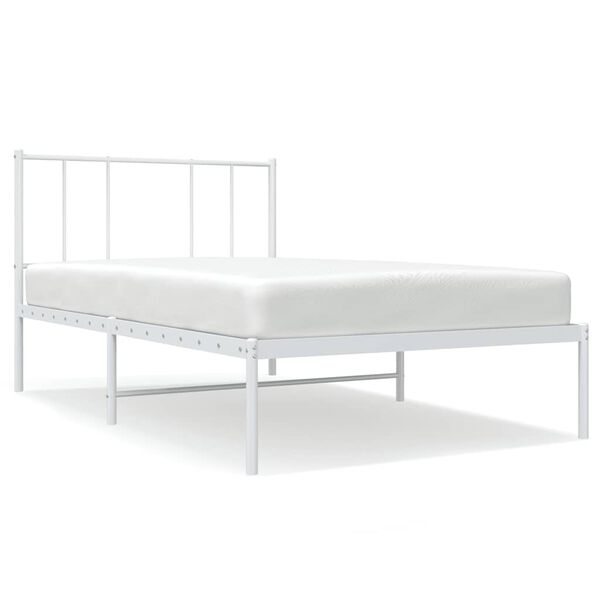 vidaXL Metal Bed Frame without Mattress with Headboard White 90x190cm