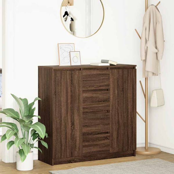 vidaXL Sideboard with Drawers Brown Oak 100.5x35x98.5 cm Engineered Wood